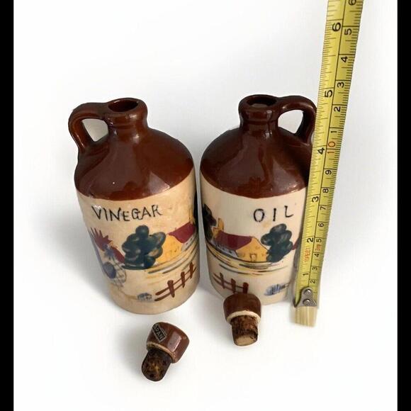 Vintage Relco Blue Rooster Oil Vinegar Cruet Brown Jug Country Kitchen Japan - Picture 8 of 11